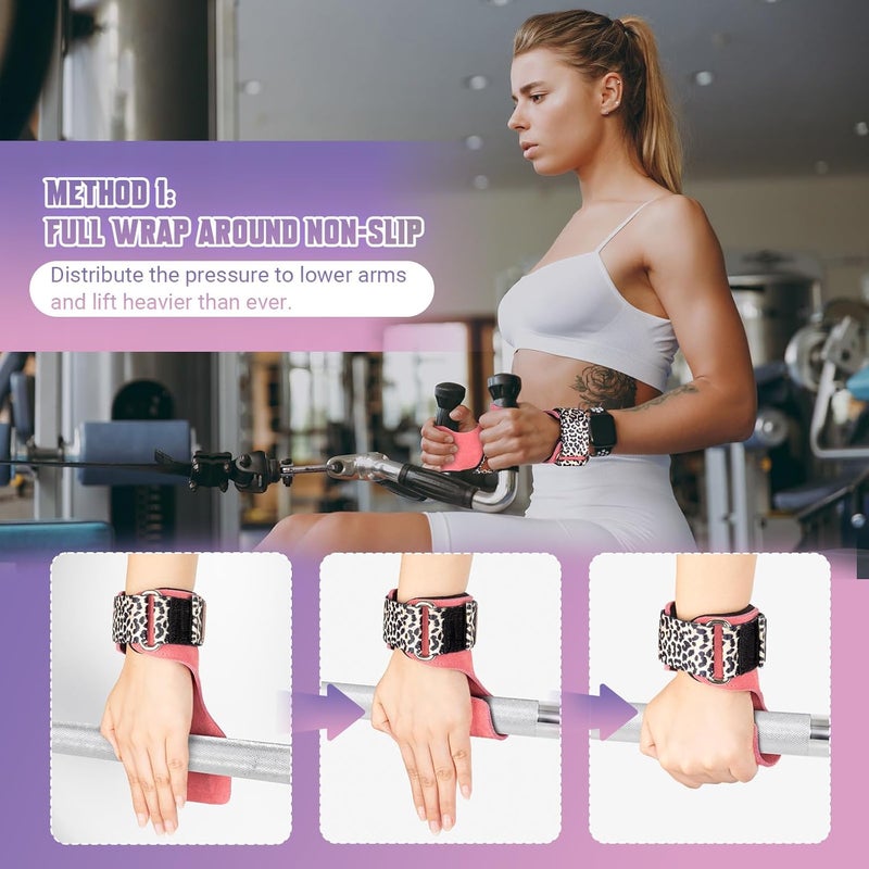 COFOF Weight Lifting Wrist Strap, Double Layer Leather Wrist Strap for Deadlift and Powerlifting, Adjustable Neoprene Padded Gym Workout Lifting Hooks (Pair) - Image 5